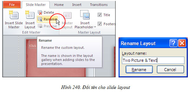 đổi tên cho slide layout trong powerpoint
